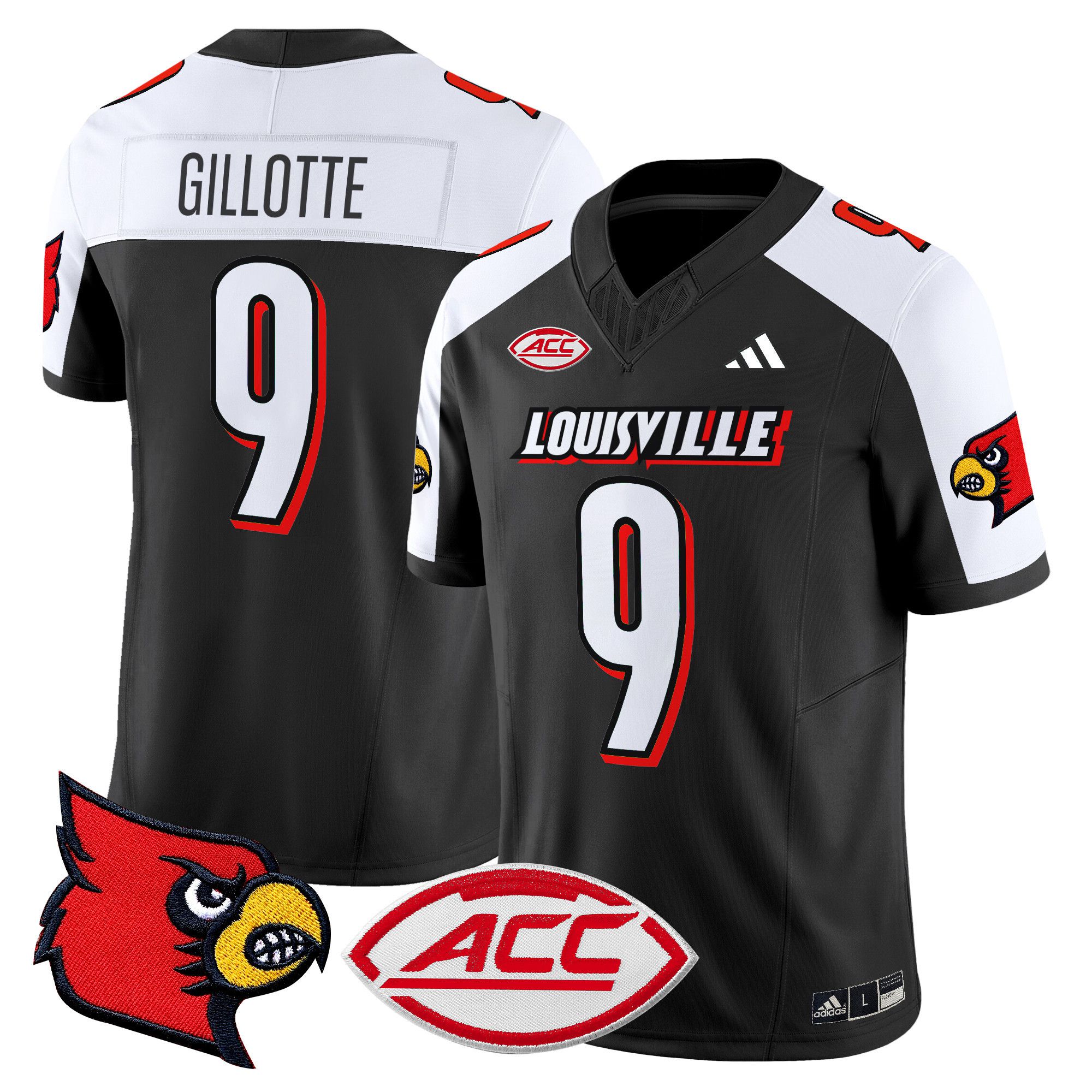 Men Louisville Cardinals #9 Gillotte Black 2024 Vapor Limited NCAA Jersey->more ncaa teams->NCAA Jersey